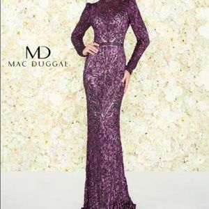 Max Duggal high neck evening gown